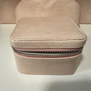 Pottery Barn Blush croco-style Leather Jewelry cube in excellent condition.